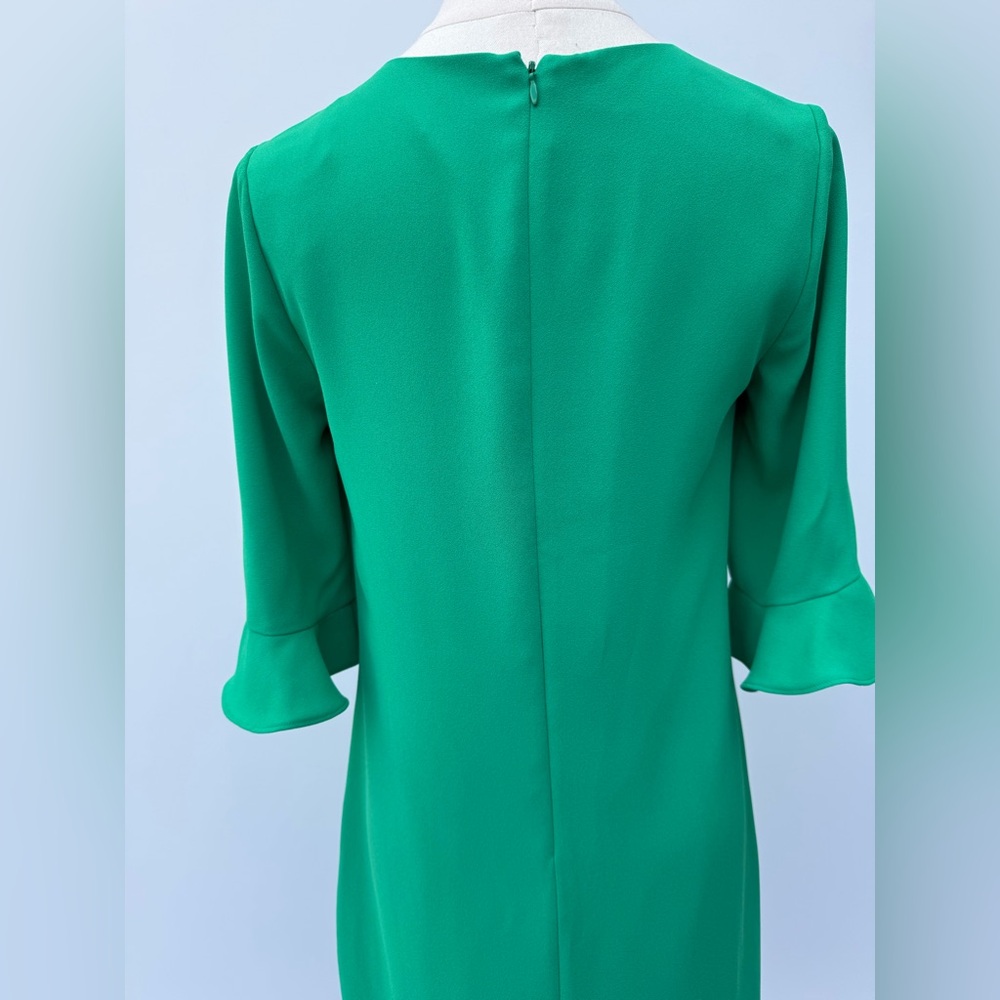 CeCe Elegant Emerald Green Ruffle Hem Shift Dress Size 0 - Picture 6 of 9